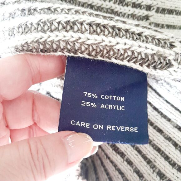 BASS Beige Brown 1/4 Zip Mock Neck Sweater Cotton Blend Contemporary Sz: L - Picture 8 of 8